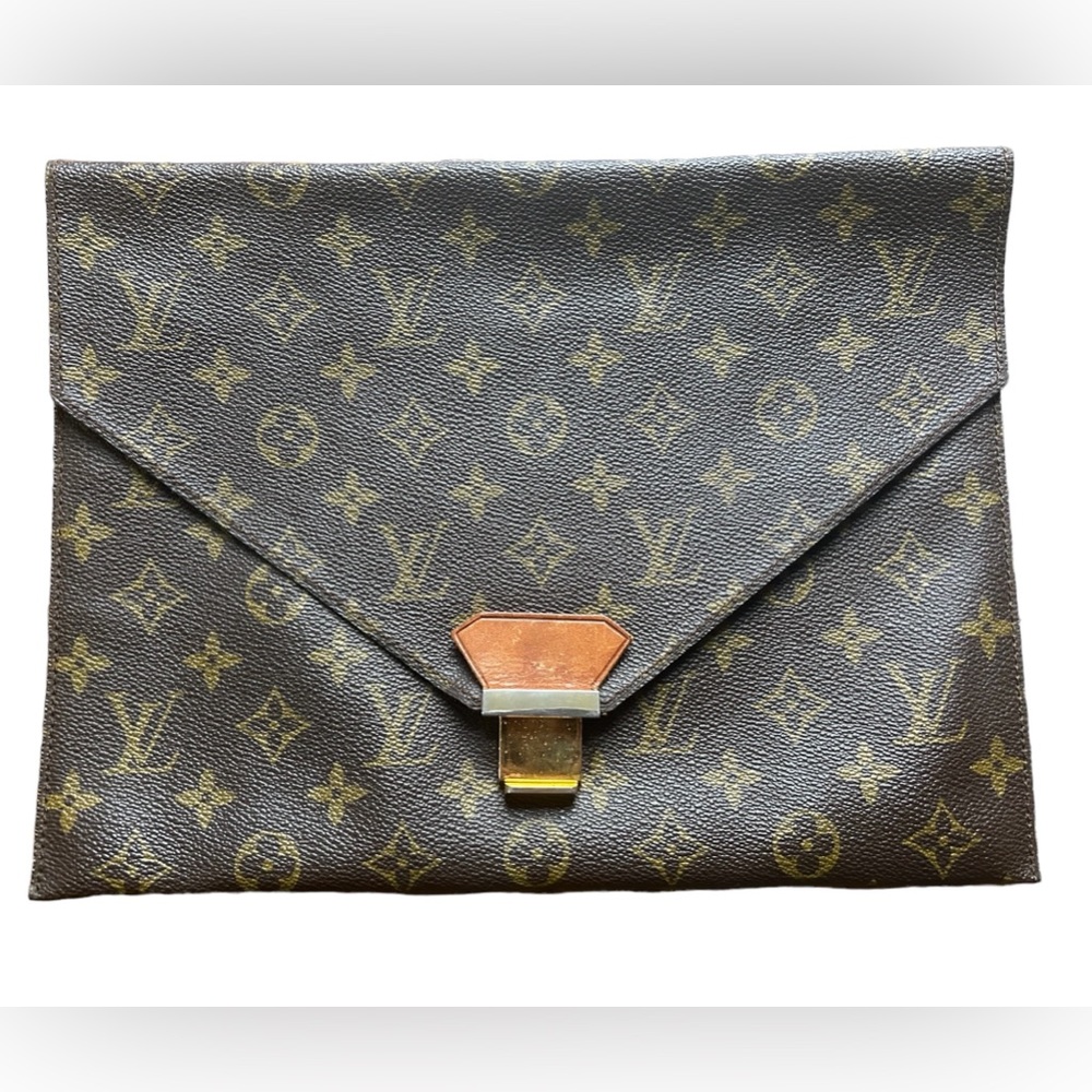 Vtg LOUIS VUITTON Classic Monogram Envelope Document Case Portfolio Clutch